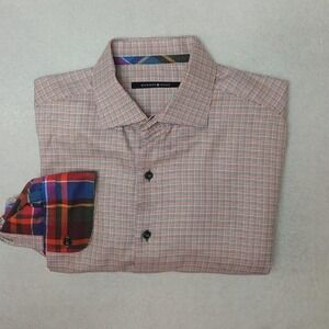Hammer Made Shirt Mens L Multicolor Plaid Long Sleeve Button-Up Contrast Trim